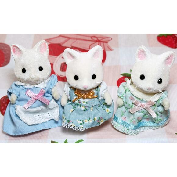 Vtg Sylvanian Families 10 Silk Cat Figures Baby Twins Kitten Calico Critters Lot - Picture 14 of 14